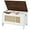 White+Brown Top, variant on WgoodW Storage Chest, 39.4" Toy Chest for Boys Girls, Kids Wood Large Toy Box, Storage Bench with Safety Hinge, Farmhouse Storage Trunk for Entryway, Living Room, Bedroom, Playroom, Greige