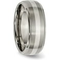 thumbnail image 5 of Chisel Titanium Brushed and Polished with Sterling Silver Inlay 8.2mm Ridged Edge Band - Ring Size 10.5, 5 of 8