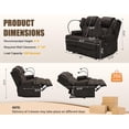 thumbnail image 2 of Massage Loveseat Manual Recliner Sofa with Cup Holders & Storage Pockets, Wall Hugger Reclining Loveseat for Living Room, RV, Home Theater, Brown (Leathaire, Loveseat), 2 of 8