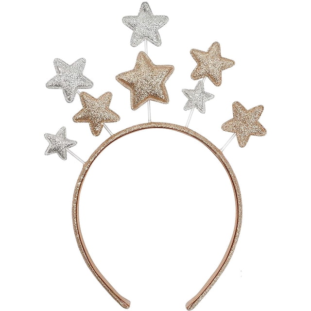 Diadema de Poinsettia, Estrellas brillantes, Diadema de oro plateado para mujeres, niñas, Accesorios para el cabello de Navidad, Diadema para fiesta, Cumpleaños, Festival