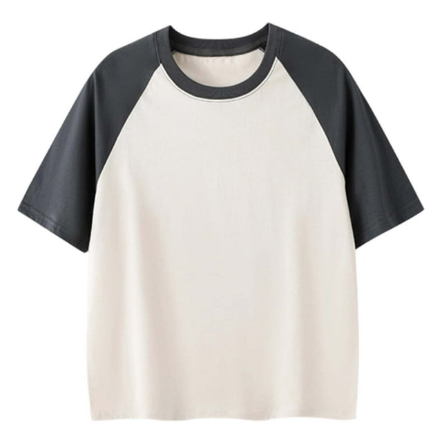 T-shirt à Manches Courtes pour Grands Garçons, T-Shirt Raglan à Blocs de Couleur, Haut Tee, Vêtements d'Été Décontractés pour Enfants, Taille 10-11T