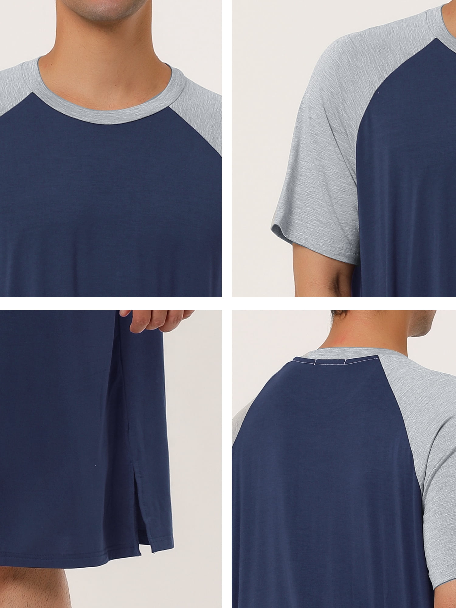 Unique Bargains Men's Nightshirt Raglan Sleeves Lounge Nightgown