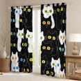 thumbnail image 2 of jejeloiu Cartoon Cute Kitten Black Out Curtains,Kawaii Pet Cat Curtains Pack of 2 (42x63 Each),Black White Bedroom Curtains For Girls Kids,Super Cozy Room Decor, 2 of 6