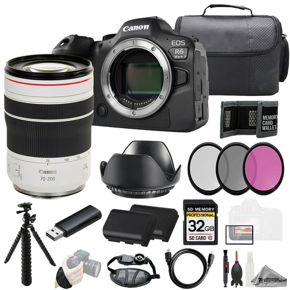 Canon EOS R6 II Camera   RF 70-200mm f/4L IS USM Lens  32GB   Ext Bat  3 PC Filter- Kit (International Version)