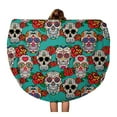 thumbnail image 1 of SIDONKU 60 inch Round Beach Towel Blanket Sugar Skulls and Roses Dia De Los Muertos Dead Travel Circle Circular Towels Mat Tapestry Beach Throw, 1 of 2