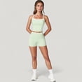 thumbnail image 6 of Women's Square Neck Cropped Active Tank with Contrast Trim and Built-In Bra for Light Support - Large, Green, 6 of 7