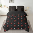 thumbnail image 3 of Homewish Sweet Strawberry 7pcs Bedding Comforter Set,Winter Fruit Queen Bedding Sets,Red Black Queen Sheet Sets For Girls Kids,Ultra Soft Home Decor Reversible, 3 of 9