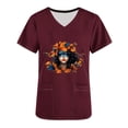 thumbnail image 5 of lcziwo Mardi Gras Scrub Tops for Women 2025 Nursing Uniforms Scrubs with Side Pockets Summer Casual Short Sleeve V Neck Tshirts Wine XL Sales Today Clearance, 5 of 6