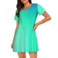thumbnail image 1 of Vsdgher Motif Couleurs Bleu Vert Chemise de Nuit à Manches Courtes Col Rond Mignonne Robe de Nuit Confortable, 1 of 6