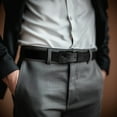 thumbnail image 6 of Ogusmenut Men Belts with Metal Buckle Classic Work Business Dress Black Belt for Men, 6 of 7