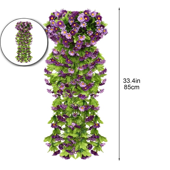VQPeo Artificial Fake Hanging Flowers Plants for Outdoor Spring Decoration, Faux Silk Violet UV Resistant Look Real Trailing Vines for Outside Home Planter Porch Patio