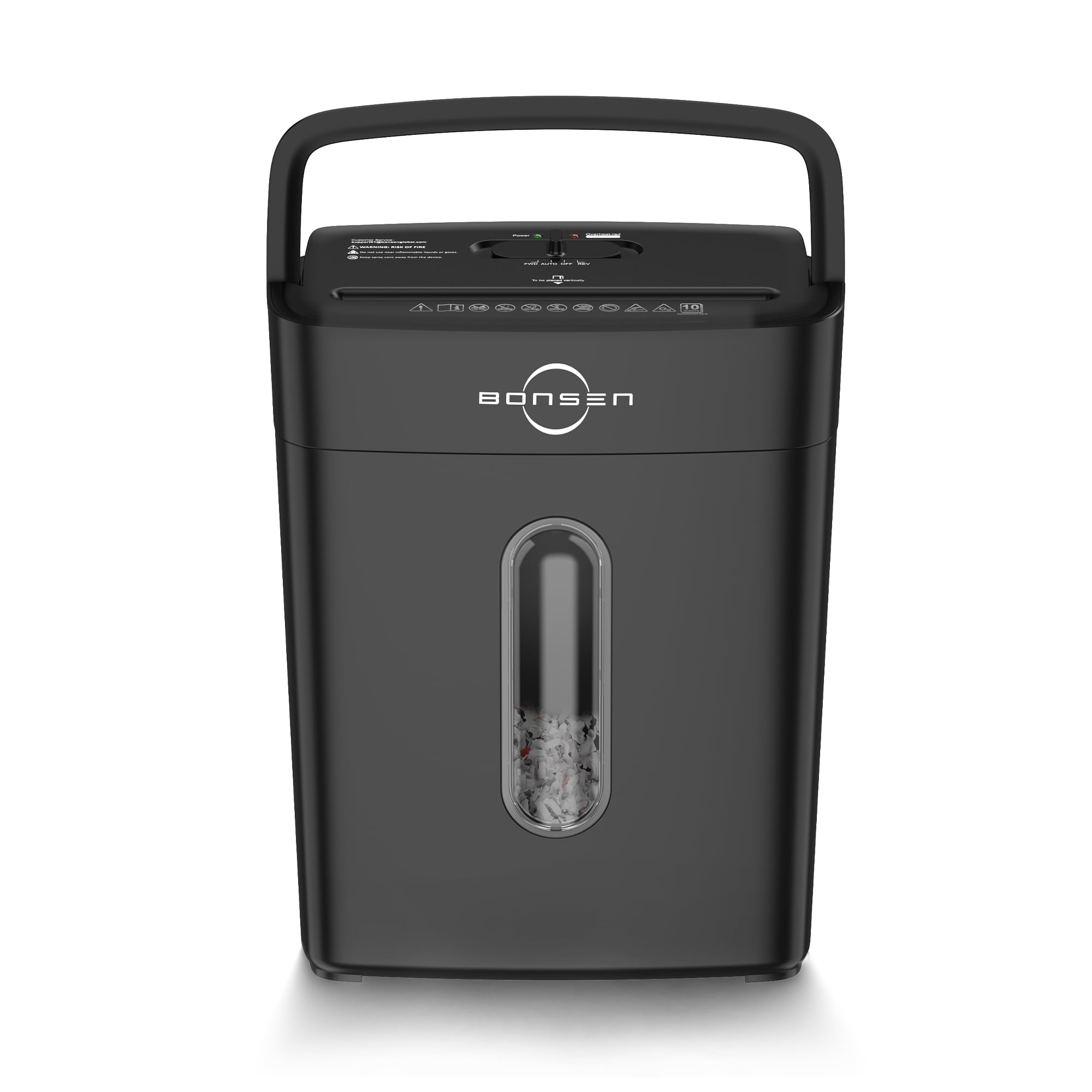 BONSEN 10-Sheet Cross Cut Paper Shredder, Shred Credit Card Paper Shredder for Home Use, Compact Design with Portable Handle, Black
