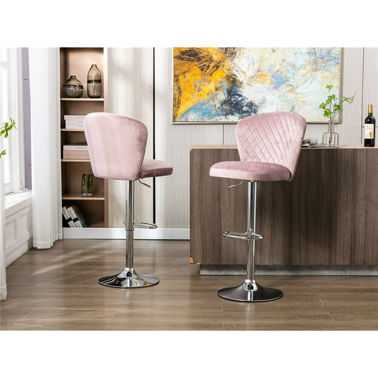 Set of Swivel Bar Stools, Modern Adjustable Counter Height