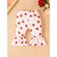 thumbnail image 4 of Aunavey 3Pcs My First Valentines Day Baby Girls Outfit Long Sleeve Romper Heart Bell Bottoms Headband, 4 of 8