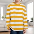 thumbnail image 2 of SNKSDGM Chemises à Manches Longues pour Femmes Élégantes Hauts Courts à Manches Longues pour Femmes Grande Taille Automne Hiver Col Rond Chandail à Rayures Chandail Hauts Blouse à Manches Longues m, 2 of 5