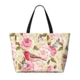 thumbnail image 2 of PAYOHTO Roses Birds Beige Large Beach Tote Bags for Womens Mens Sandproof Swim Pool Bag with Zipper for Travel Vacation, 2 of 7