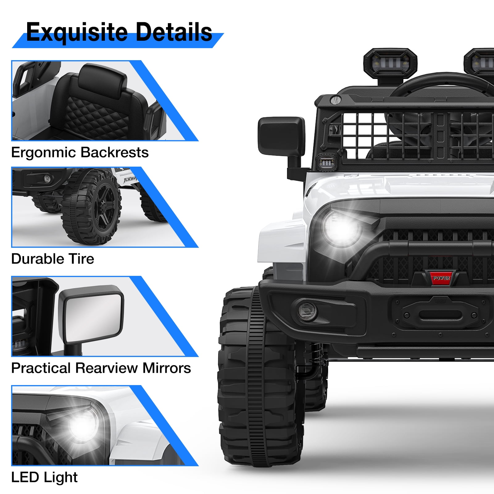 CazToi 12V Kids Ride On Truck Toddlers Battery Powered Electric Vehicle with Remote Control Ride On Toy Car for Boys Girls 3-8