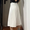 thumbnail image 6 of Jean Pants For Womens Liweisiy Wide Leg Palazzo Solid Color Capri Loose Pants Trendy Casual Denim Trousers White S, 6 of 7