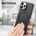 thumbnail image 6 of Case for iPhone 12 Pro Magnetic Compatible with MagSafe, Slim Luxury Skin-Feel PU Leather Non-Slip Grip Shockproof Bumper Cover Magnetic Support Car Mount Phone Case for iPhone 12 Pro, Black, 6 of 9
