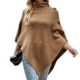 thumbnail image 3 of Otoño e invierno Europa y Estados Unidos chal capa suéter color sólido cuello alto suéter abrigo mujer, 3 of 5