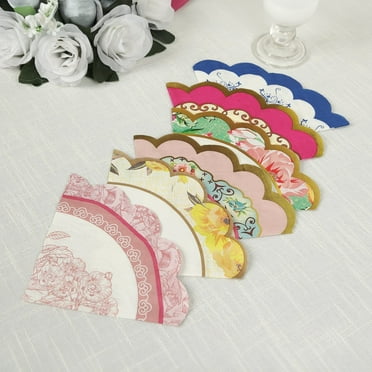 BalsaCircle 48 Mixed Vintage Floral Mixed Design Round Paper Cocktail Napkins with Scalloped Edges Wedding Birthday Events Reception Catering Party Home Decorations Supplies