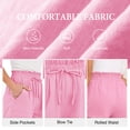 thumbnail image 4 of Asklazy Women’s Linen Shorts with Elastic Waist and Drawstring, Casual Summer Beach Shorts with Pockets,Mother's Day，XL,Pink, 4 of 6