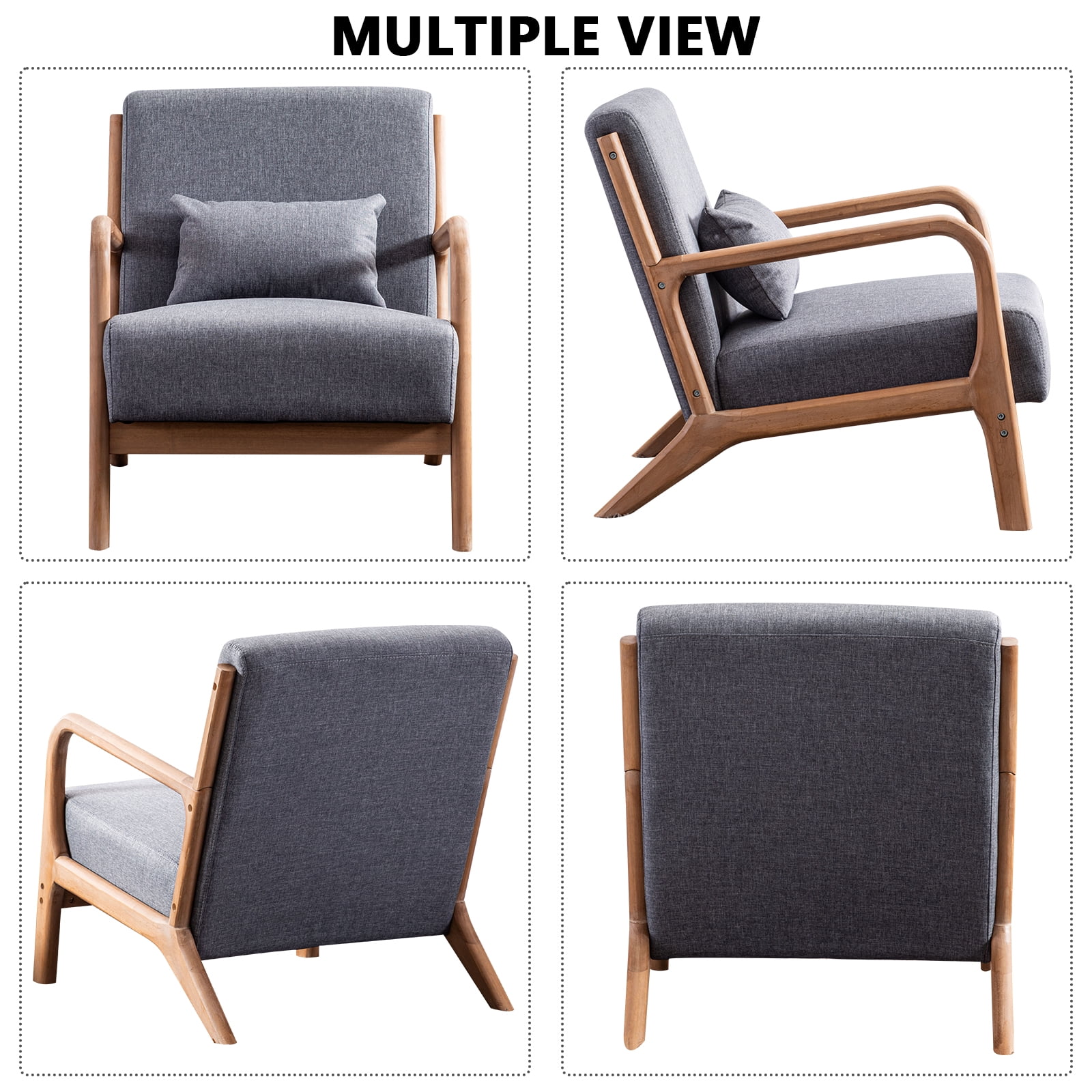 Bonzy Home Mid Century Modern Accent Chairs, Set of 2, Gray