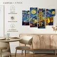 thumbnail image 4 of Elephant Stock Golden Gate Bridge Starry Night Wall Art - Horizontal Multi Panel Canvas - Living Room Wall Decor - Places Multi Panel - Blue And Yellow Decor - 24" x 14", 4 of 4