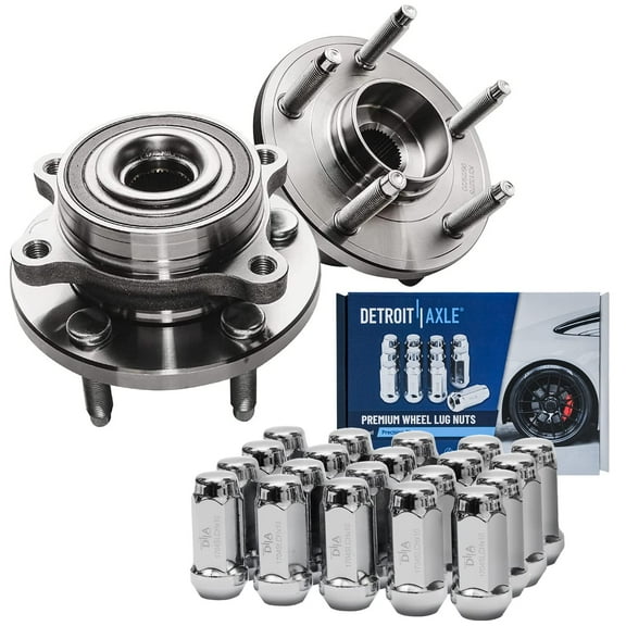 Detroit Axle - Front Wheel Hub Bearings   20pc Wheel Lug Nuts Replacement for 2013-2016 2017 2018 2019 Ford Taurus Flex MKS MKT - 22pc Set