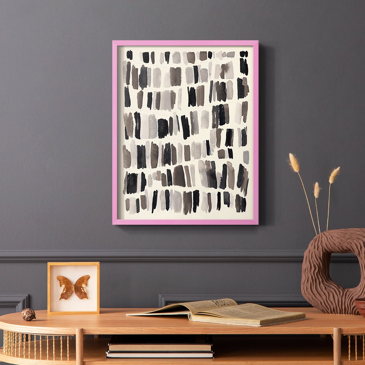 Chalk and Flint II Framed Print in Pink Solid Wood Framed Print No Nail Hanging