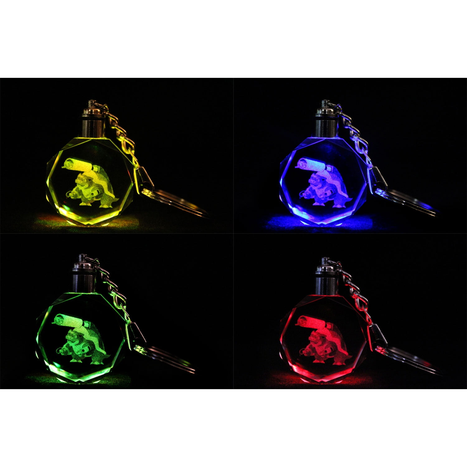 Pokemon Keychain Mega Blastoise & Squirtle LED Crystal Keychain with
