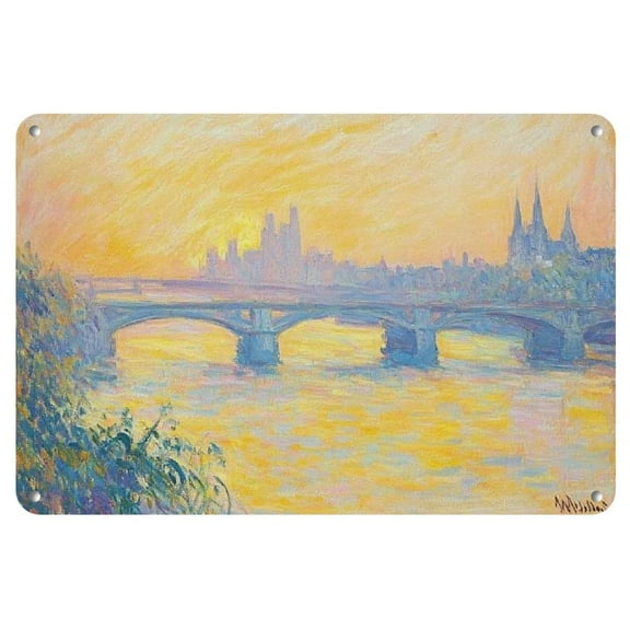 1pc Vintage French Impressionist Metal Wall Art, 8x12 inches Oblong Iron Painting, Horizontal Home Decor for Living Room, Kitchen, Dining Room, Gift for Friends