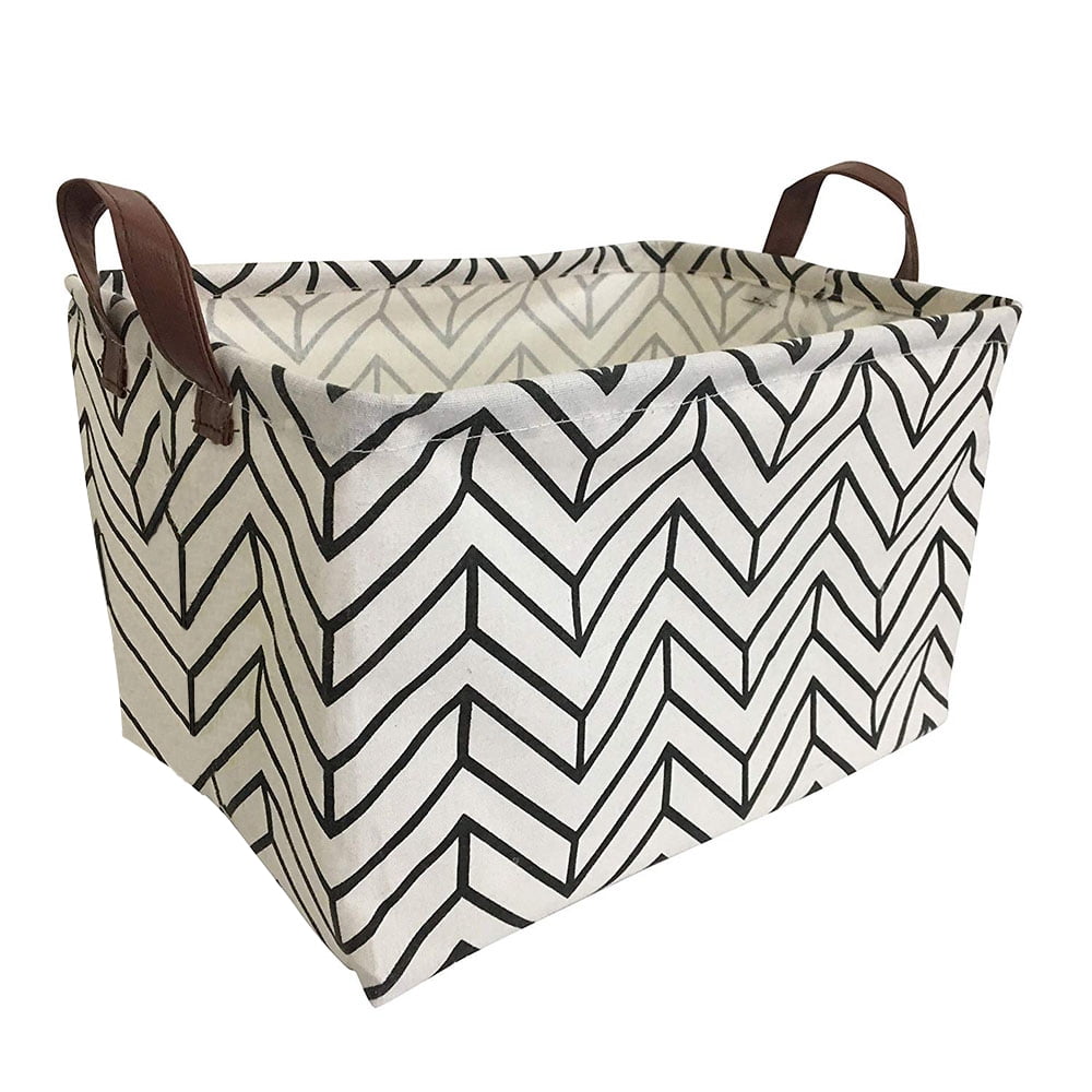 Small Foldable Storage Basket Canvas Fabric Waterproof Organizer Pack of 2