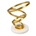 thumbnail image 4 of Abstract Swirl Sculpture Strong Metal Round Base Elegant Gold Color Geometric Sculpture for Family Office Library Cafe, 4 of 9
