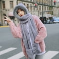 thumbnail image 2 of Odeerbi Winter Hat with Ears for Women 2025 Children's Cold Proof Hooded Scarf Gloves Three Piece Ear Protection Gray, 2 of 3