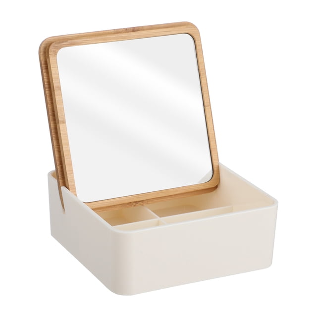 Shisuyan 1pc Creative Travel Makeup Looking Glass Mini Desktop Mirror with Storage Box