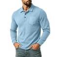 thumbnail image 2 of Mifsaly Mens Long Sleeve Shirts Waffle Knit Lapel Collar Blouses Casual Daily Golf Shirts for Spring Fall Light Blue,XXL, 2 of 8