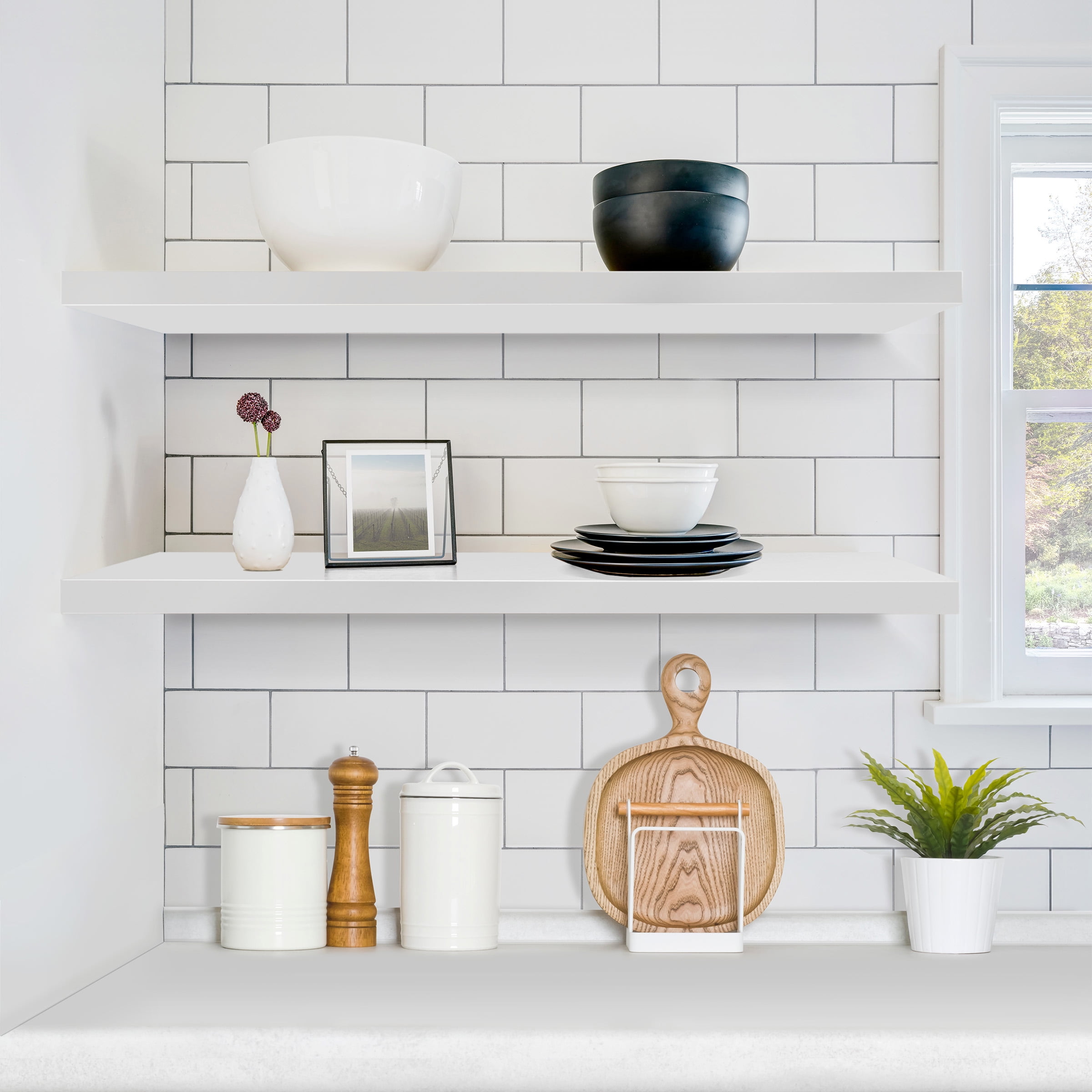 Sorbus 3-Pack 35"x9" Floating Wall Shelves for Bedroom, Kitchen, Bathroom, Home Décor, White