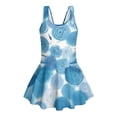thumbnail image 4 of COEQINE Classic Tankini Style Swim Dress for Girls, U-Neckline V-Back Straps Bathing Suit with Attached Skirt, for Swim Lessons, Summer Camp, Sizes 3-4, Blue Watercolor Circle, 4 of 8