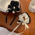 thumbnail image 4 of Cute High Elastic Hair Accessories for Women Girls Dot Bow Hair Tie Rope Hair Ring with Pearl STYLE 1, 4 of 8