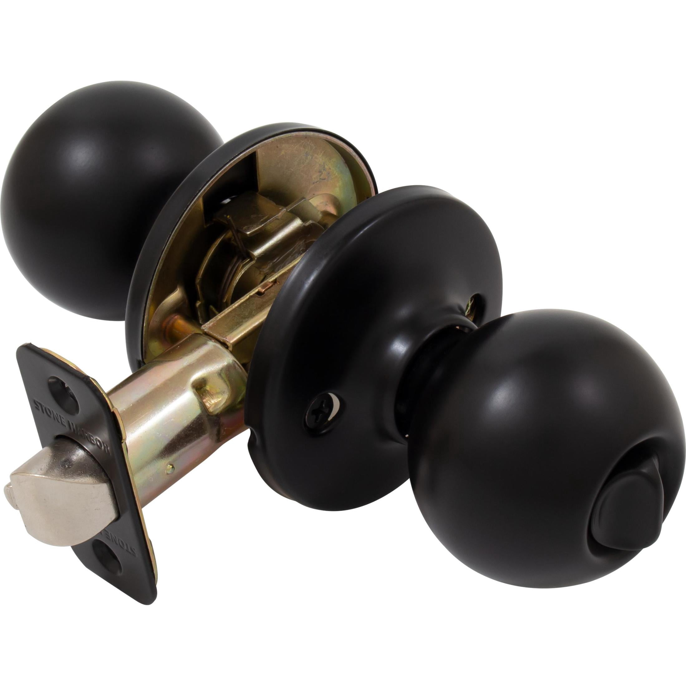 Stone Harbor Hardware Ball Door Knob, Entry Function, KW Keyway, Matte Black