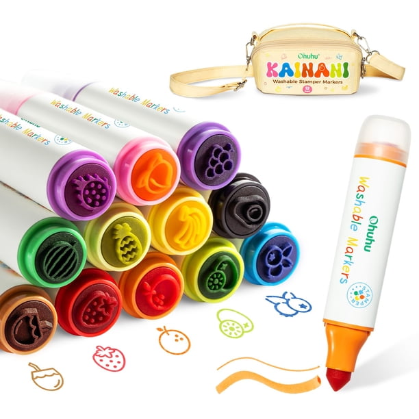 Marcadores lavables Ohuhu Stamper, 12 colores, a base de agua, para niños de 3 años o más