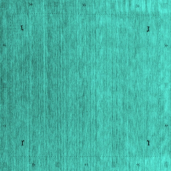 Ahgly Company Indoor Square Abstract Turquoise Blue Contemporary Area Rugs, 3' Square