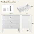 thumbnail image 4 of QinaQin Commode Cannelée pour Chambre à Coucher, Table de Nuit Blanche de 31,5 Pouces à 3 Tiroirs et Armoire de Rangement, 4 of 7