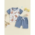 thumbnail image 3 of Musuos 2Pcs Baby Boy Summer Outfits 0-3 Years Short Sleeve Baseball Glove Print T-shirts + Shorts Set Toddler Casual Clothing, 3 of 10