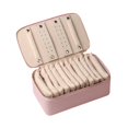 thumbnail image 3 of Estuche de viaje de joyería, regalos de caja de joyeros, anillos de collar, organizador de bolsas de aretes para la boda de cumpleaños hija mujer rosa, 3 of 10