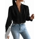 thumbnail image 1 of Blusas de Trabajo para Mujer, Blusas de Larga, Blusas de Oficina con Cuello en V, Blusas de para Mujer Negro L, 1 of 10