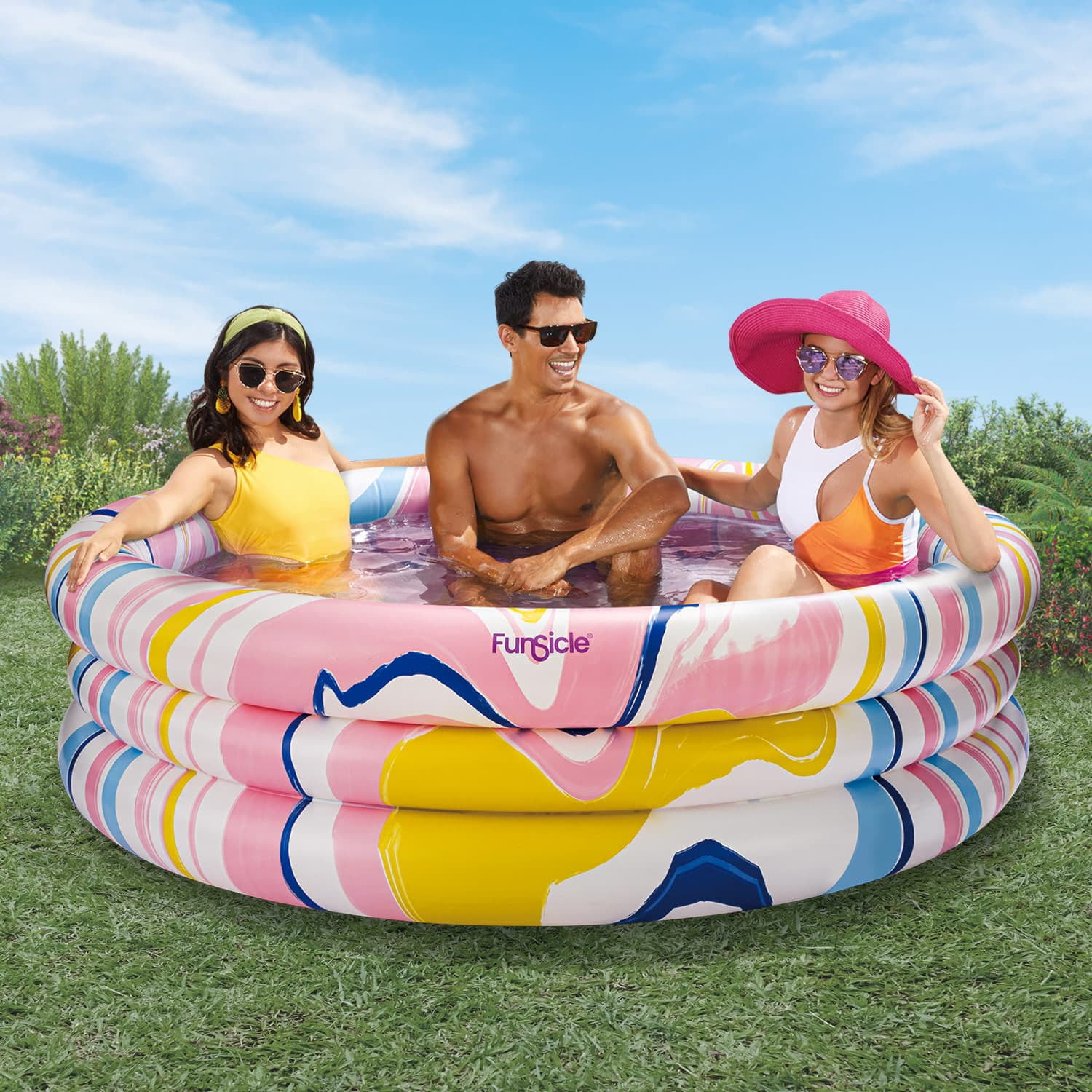 Funsicle 5.5ft Dream Swirl Pool, Inflatable 3-Ring Swimming Pool, Multicolor, Round, Age 6 & up
