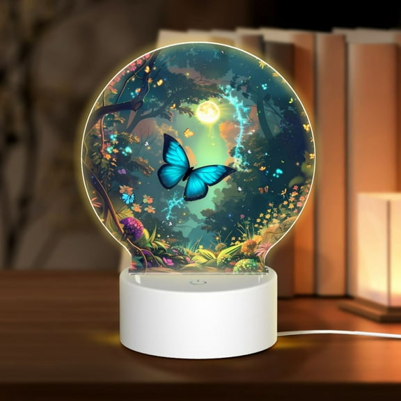 Daiia Enchanted Forest Butterfly A Pattern Acrylic Night Light, LED Touch Light, Bedroom Night Light, Soft Glowing Lamp Perfect Gift for Mother's Day, Birthday, or Christmas