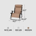 thumbnail image 3 of Four Seasons Courtyard Sunny Isles XL Zero Gravity Outdoor Chairs, 3 Pack, Brown, 3 of 9
